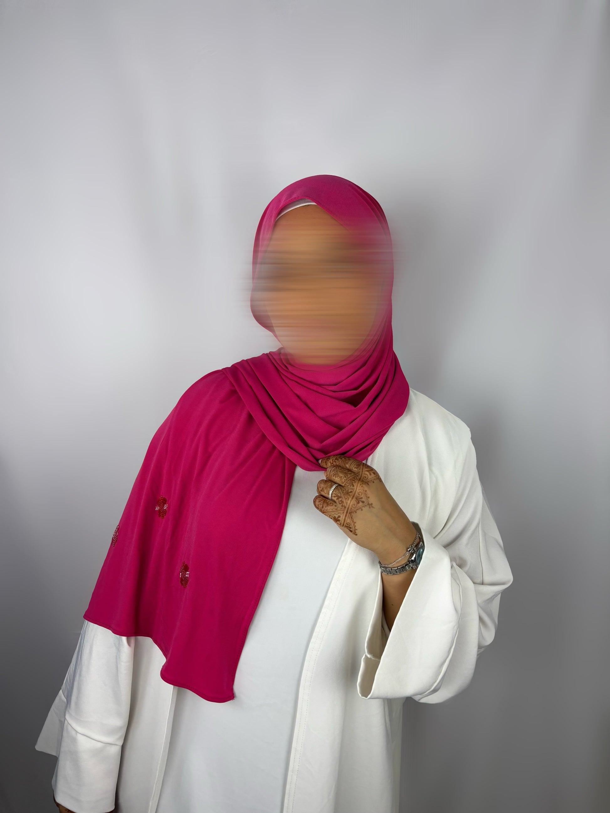 Voile Modèle Fleuri  Jersey Premium -  Rose fushia