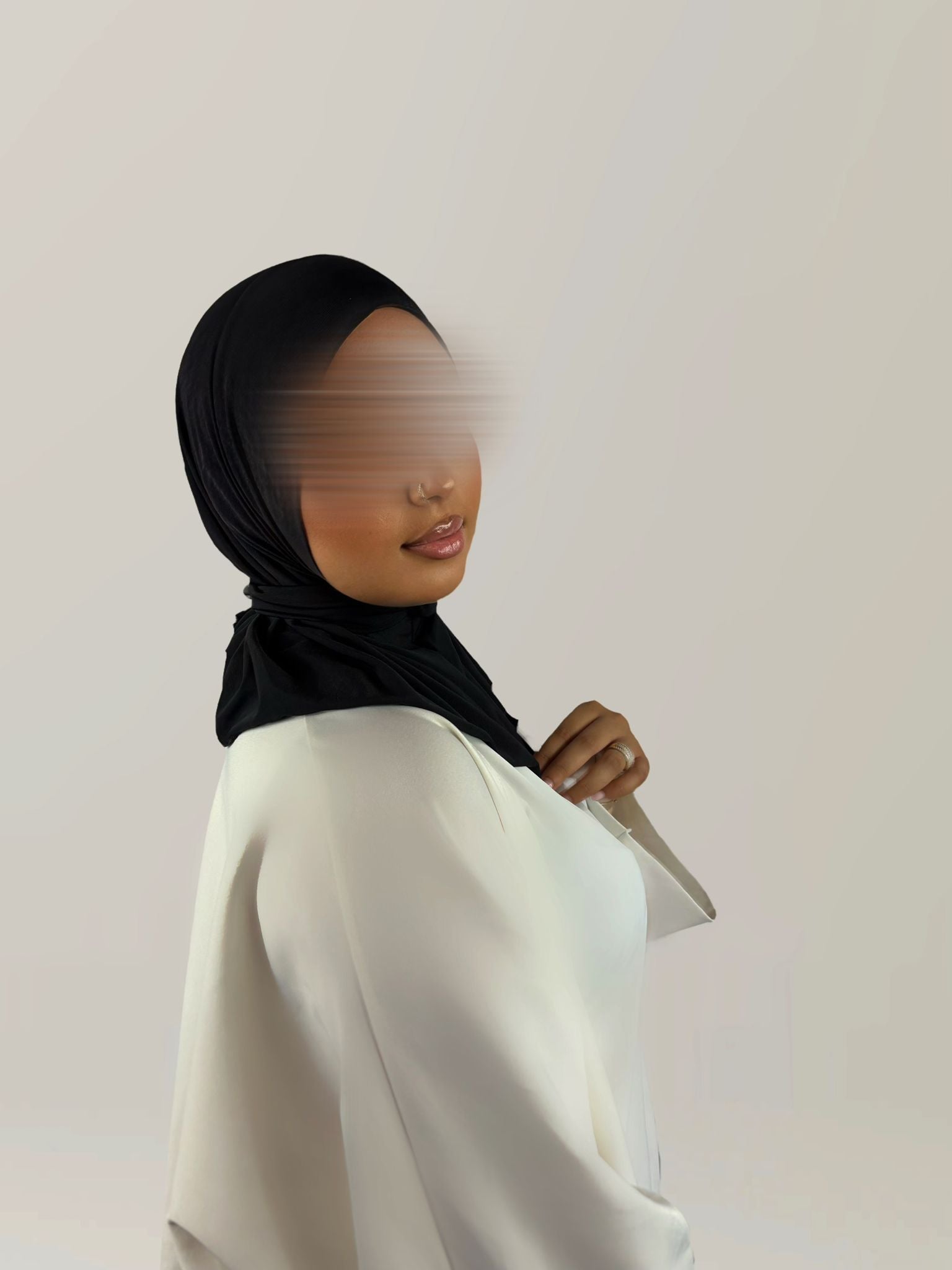Voile Jersey Premium à Clips – Noir