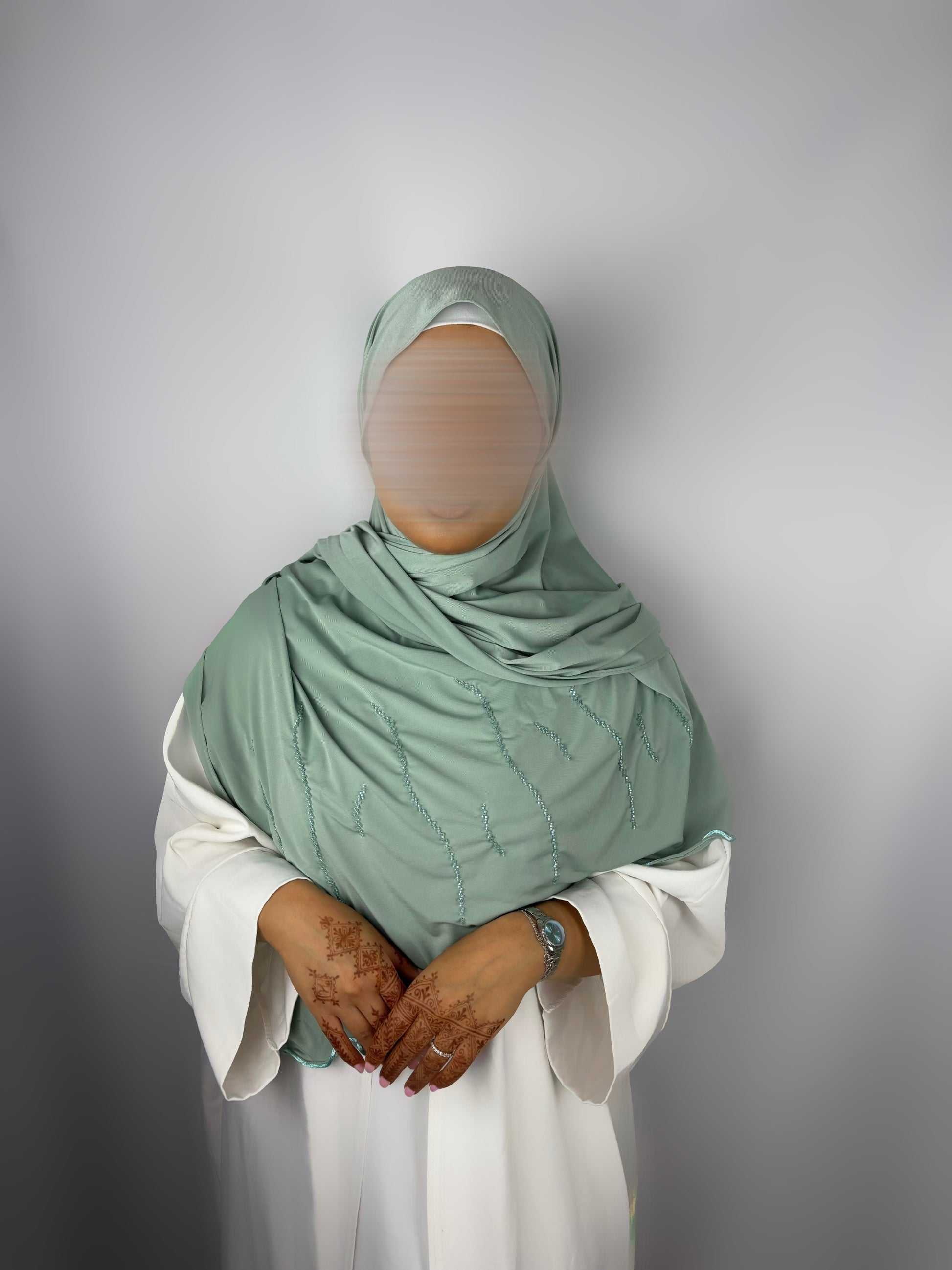 Voile éclat brodé - Vert d'eau