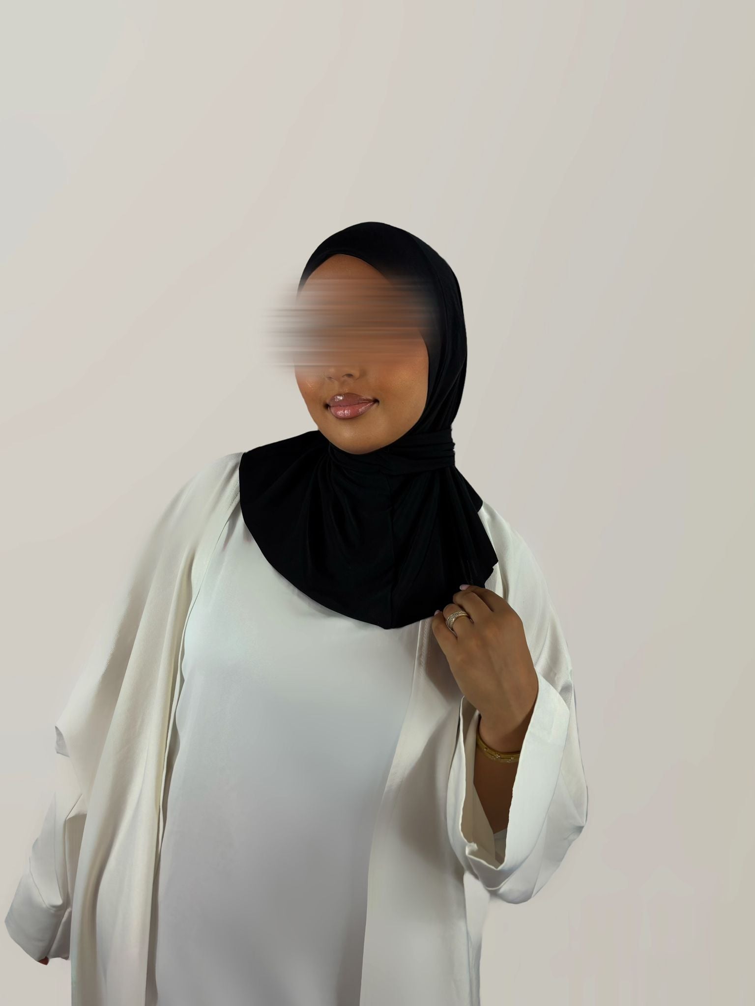 Voile Jersey Premium à Clips – Noir